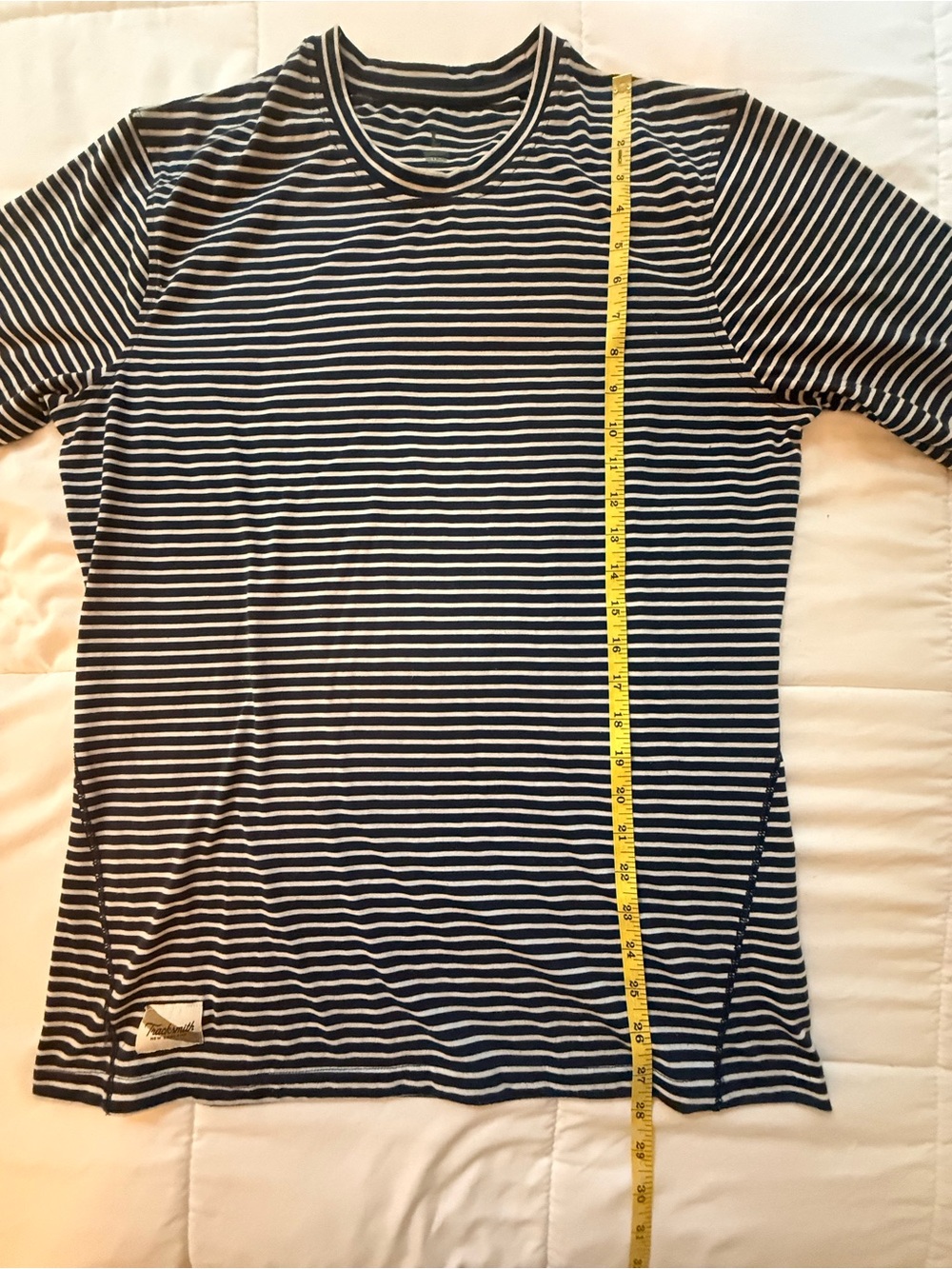 Tracksmith Cannonball Run Blue and White Striped Long Sleeve Crew - Picture 5 of 8